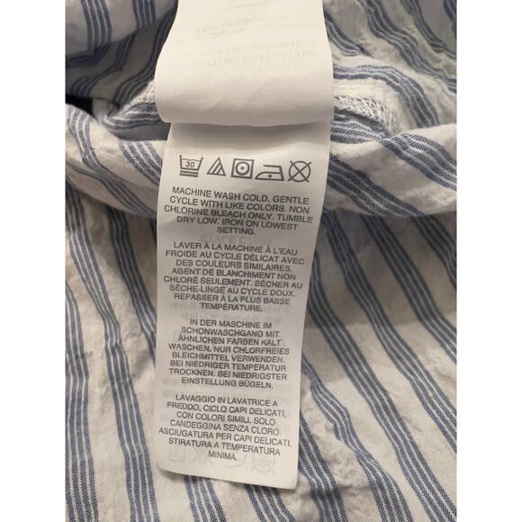 J. Crew Women's Blue Sleeveless Boho Sunburst Embroidered Crinkle Blouse Size 0 - Picture 6 of 9